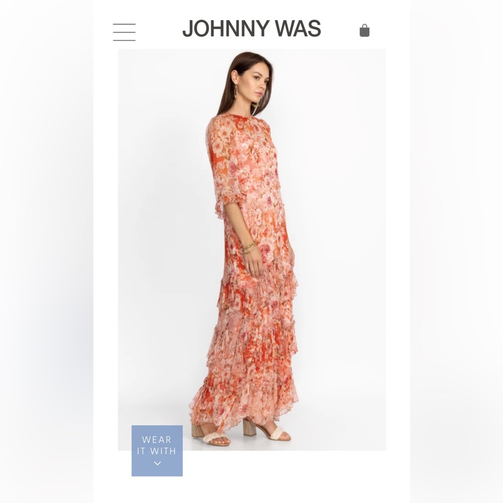 Johnny Was, Yours Truly Silk Maxi dress, sz L - Gorgeous!! A sunset rose!